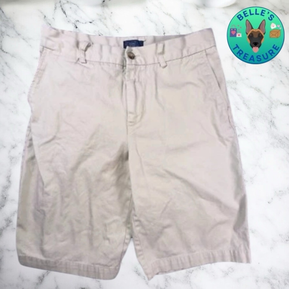 Polo Ralph Lauren Shorts Big Boys 18 Khaki Flat Front‎ Baggy 90s Y2K Knee Length